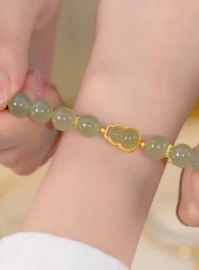 2025夏日新款冰裂纹复古镶钻琉璃优雅女士高级手链时尚百搭饰品