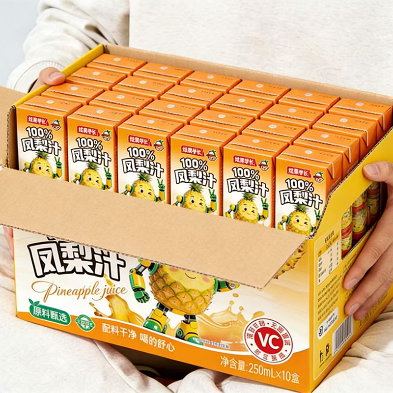 【250ml*10盒】100%凤梨汁酸甜可口无添加果汁饮料整箱装特价批发