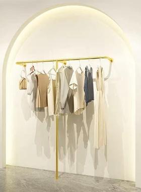 服装店展示架收纳架陈列架落地式上墙侧挂中岛铁艺水管挂衣架