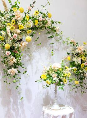 田园风格黄色花艺拱门套装婚礼装饰店面美陈橱窗装饰仿花艺