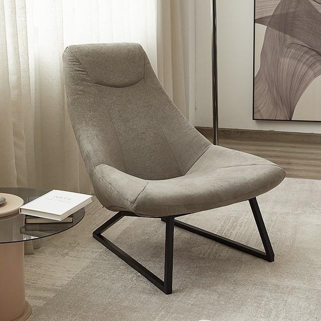 北欧轻奢复古单椅单人沙发椅进口科技布靠背懒人躺椅高靠背座椅