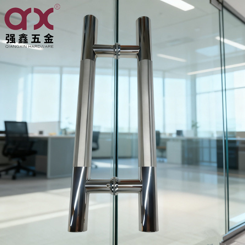 简约钢化玻璃门拉手不锈钢推拉门把手轻奢风实木门黑色电镀门把手