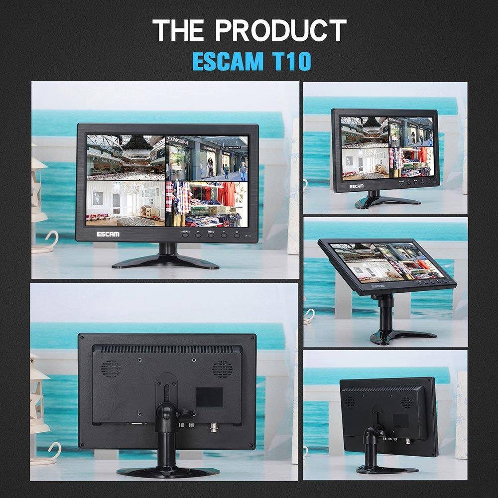 ESCAMT1010寸1024*600p监控显示器支持VGA,HDMI,AV,BNC,USB接口