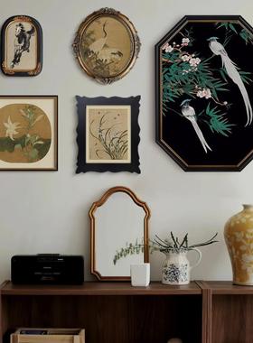 法式中国风客厅装饰画高级感组合新中式玄关斗柜卧室复古花鸟挂画