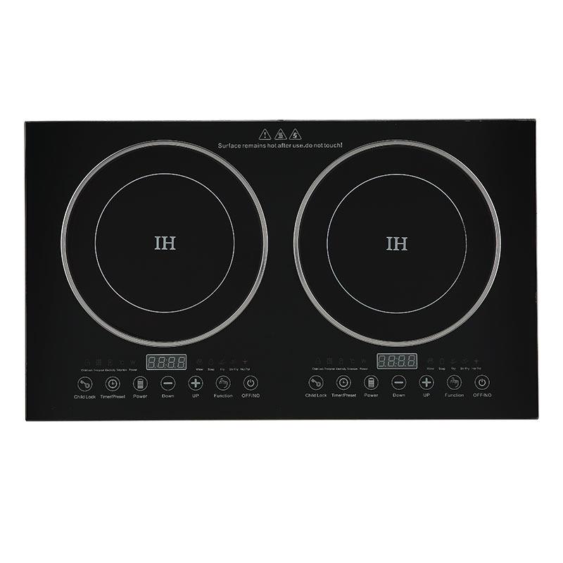 塑料壳钢圈和玻璃面板双头电磁炉220V127V双电压2头台式电磁炉
