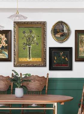 美式客厅装饰画沙发背景石膏造型墙挂画法式复古壁画高级感肌理画