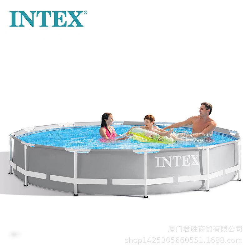 INTEX26756圆形支架儿童泳池成人家用户外小孩水上乐园6米直径