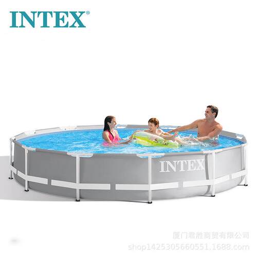 INTEX26756圆形支架儿童泳池成人家用户外小孩水上乐园6米直径