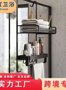 浴室毛巾挂架卫生间置物架免打孔门后淋浴房玻璃门浴巾架子毛巾杆