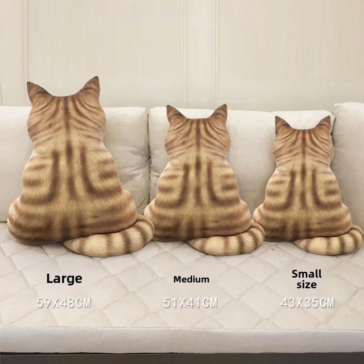 背影猫咪抱枕猫形靠枕 ins风网红飘窗猫猫公仔可爱面壁喵星人靠垫