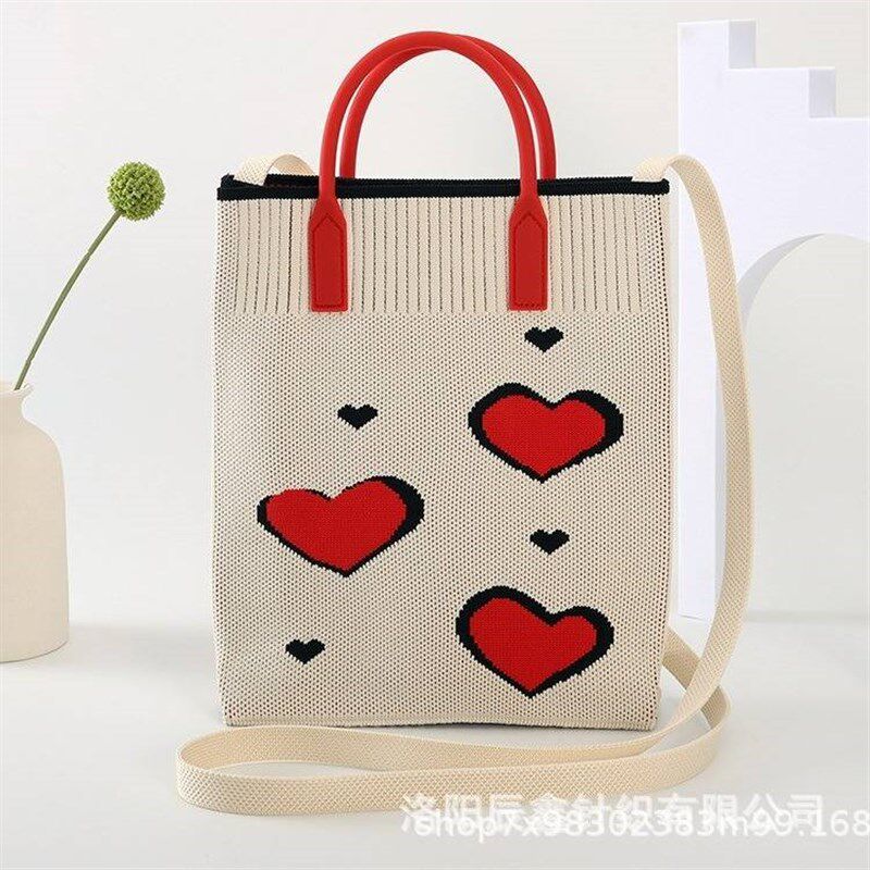 FASHIONABLE ATMOSPHERE MOM BAG KNITTED BAG EXPLOSIVE OPEN HANDBAG GEOMETRIC DRAWING NEW CROSSBODY BAG KNITTED MOBILE PHONE BAG