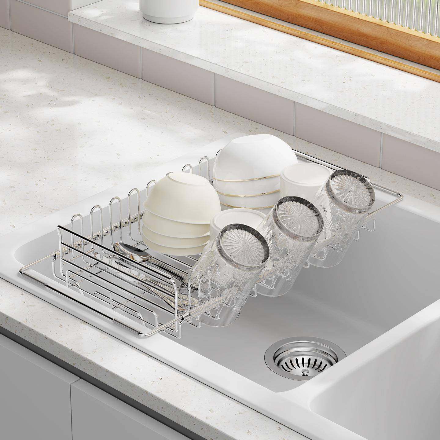 不锈钢水槽沥水架伸缩厨房碗碟收纳架滤网洗菜盆置物架沥干架子,厨房/烹饪用具,抹布架/厨房清洁收纳架,淘宝优惠券,粉丝福利购,淘宝优惠卷