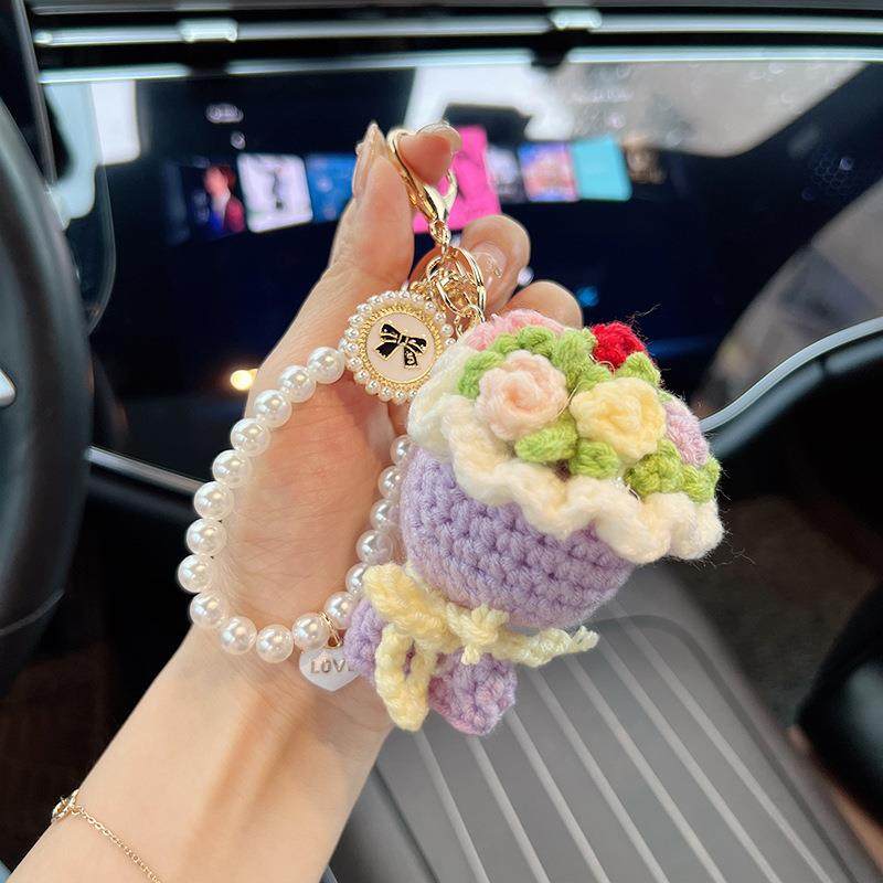 新款毛线编织手捧花汽车钥匙扣手工手机链包包挂饰女神节礼品,服饰配件/皮带/帽子/围巾,钥匙扣,淘宝优惠券,粉丝福利购,淘宝优惠卷