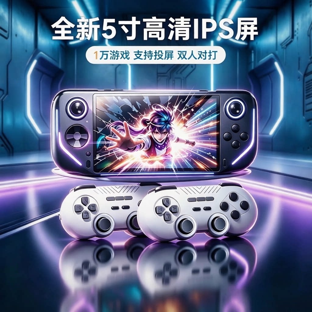 E6掌上游戏机PSP街机fc5寸高清大屏游戏掌机N64双人对战3D游戏机
