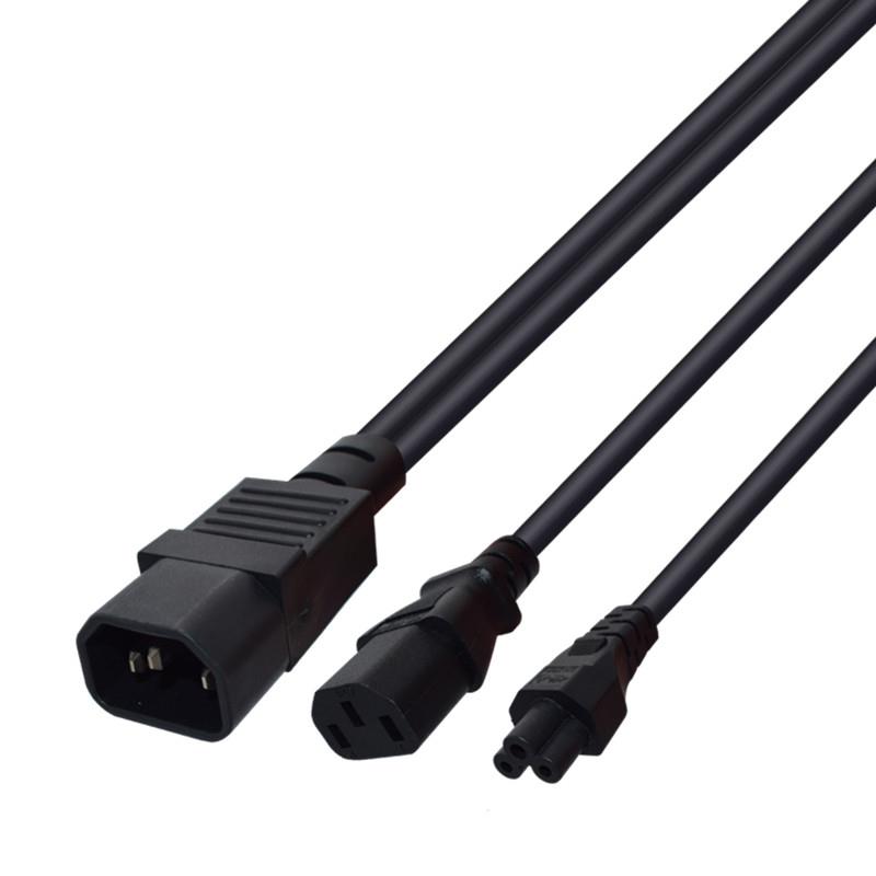 品字一拖二电源线一分二转品字母梅花米老鼠母头C14 TO C13+C5