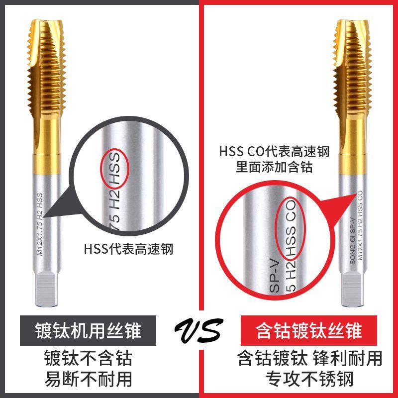 含钴螺旋机用丝锥丝攻不锈钢专用先端钻头m3m4m5m6m8m10m12m14m20