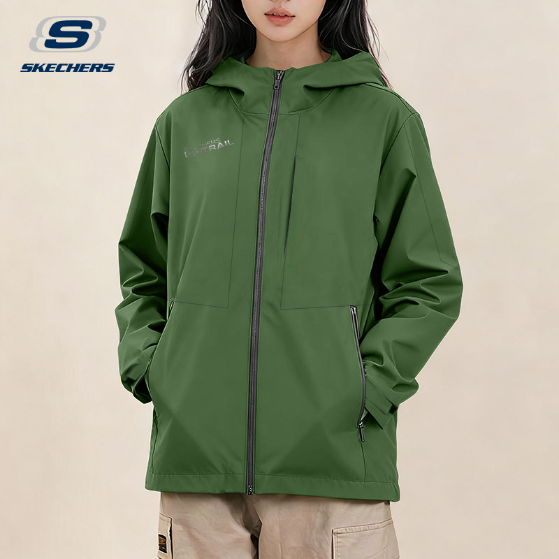 斯凯奇连帽拉链冲锋衣薄外套女户