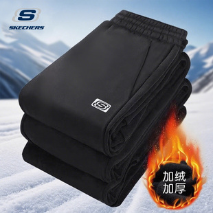 男裤 黑色针织长裤 2025冬季 加厚保暖束脚卫裤 新款 斯凯奇加绒运动裤