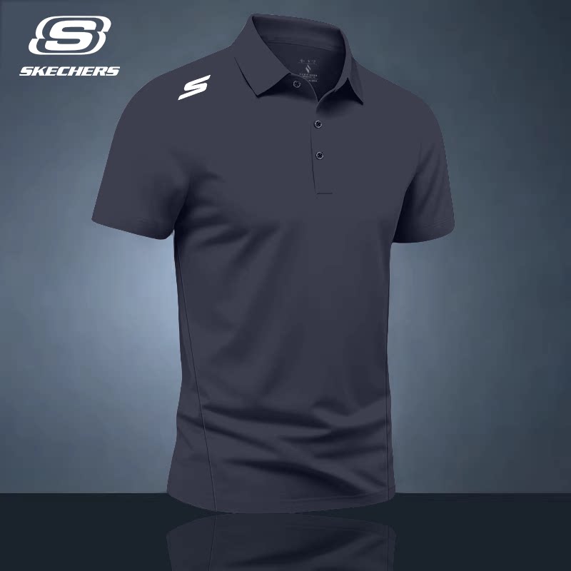 斯凯奇凉感polo衫男士夏季新款舒适商务休闲服翻领冰丝短袖T恤衫