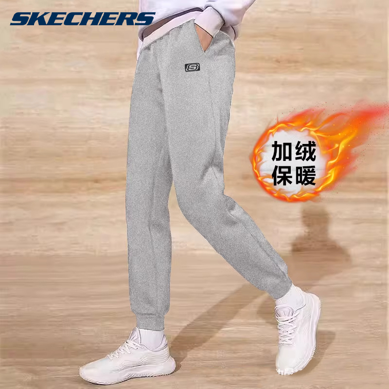 斯凯奇灰色运动裤女秋冬跑步大码