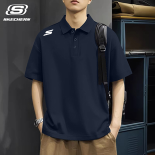 斯凯奇polo衫男生夏季新款冰丝速干短袖t恤男装运动休闲网球上衣