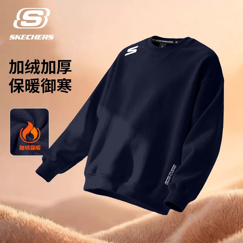 斯凯奇运动卫衣圆领加厚上衣复古套头衫男女款春秋季百搭情侣长袖