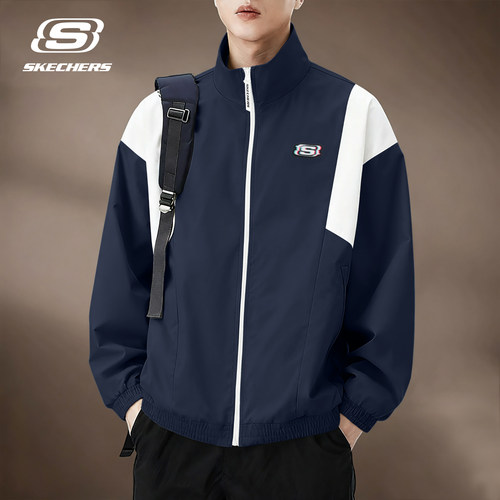 斯凯奇冲锋衣外套男士潮流撞色