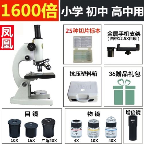 凤凰光学显微镜精子高倍清晰中小学生儿童科学实验专业生物显微镜