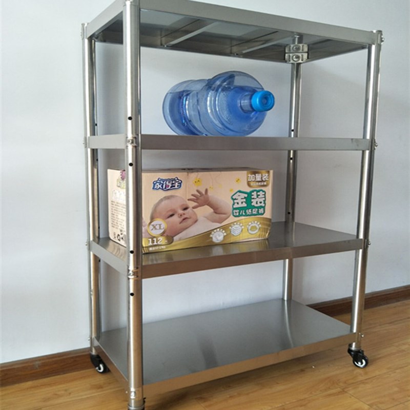 带轮子厨房置物架不锈钢货架可移动收纳整理微波炉烤箱锅架子多层