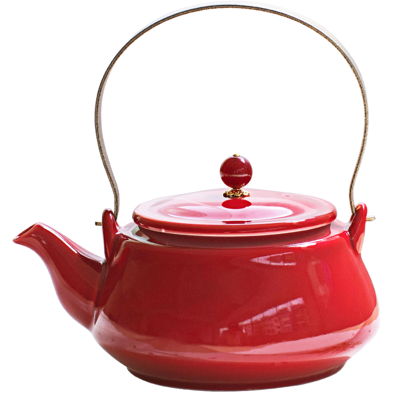 青瓷大号提梁壶家用过滤泡茶壶中式陶瓷茶具滤网花茶壶单壶冲茶器