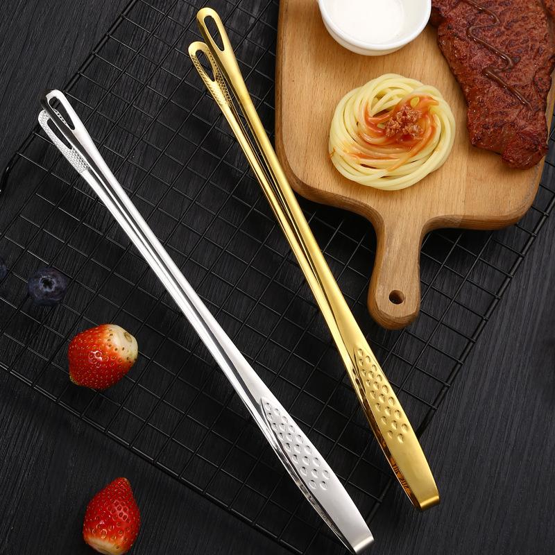 304不锈钢韩式烤肉夹子烧烤夹加厚自助餐厅加长面包夹草莓食品夹