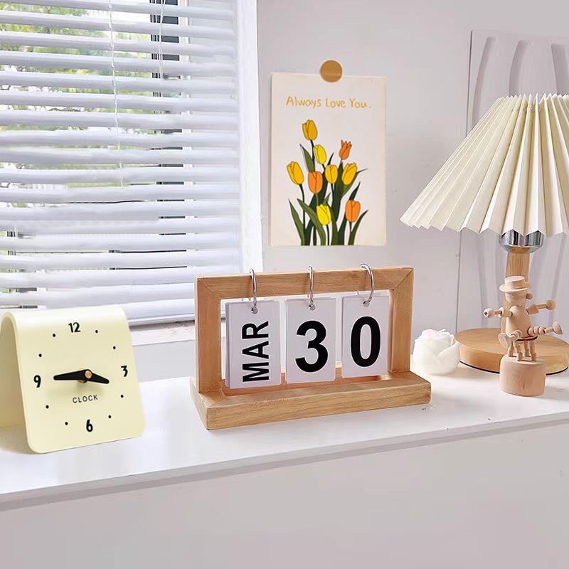 ins翻页日历桌面摆件软装高级感玄关梳妆台木质台历拍摄搭配道具