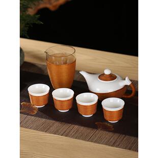 非物质文化遗产手工竹丝扣瓷防烫德化茶具亮白瓷茶壶西石套茶壶礼