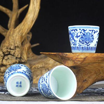 70ml景德镇陶瓷酒杯酒盅青花仿古小酒杯功夫茶杯单杯满5个包邮