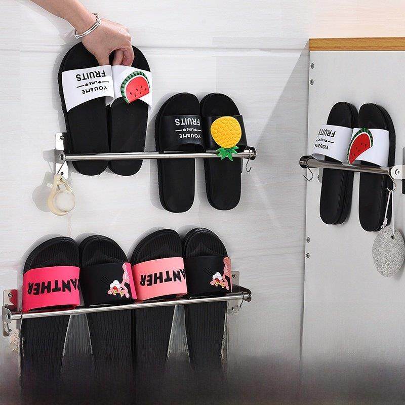 浴室拖鞋架壁挂式门在厕所后面无打孔拖鞋架不锈钢浴室鞋储存神器,收纳整理,整理架/置物架/收纳架,淘宝优惠券,粉丝福利购,淘宝优惠卷