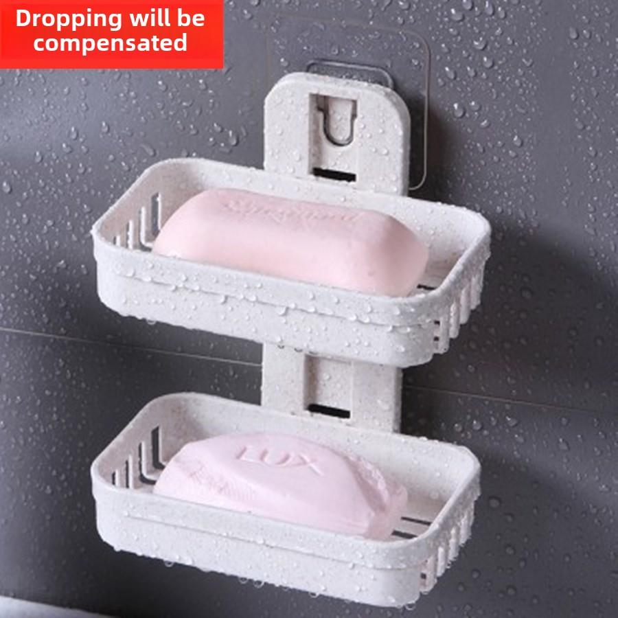 创意免打孔壁挂式香皂架浴室肥皂盒无痕粘贴双层沥水肥皂架置物架