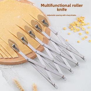 不锈钢多功能滚轮切面刀油条切割刀商用手工面条切刀可伸缩调节