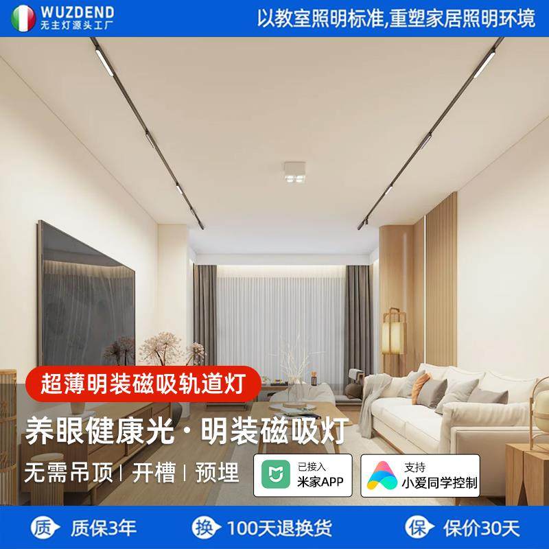 智能磁吸轨道灯明装超薄25款配套吸灯led免悬吊式天花板套餐客厅,家装灯饰光源,轨道磁吸灯,淘宝优惠券,粉丝福利购,淘宝优惠卷