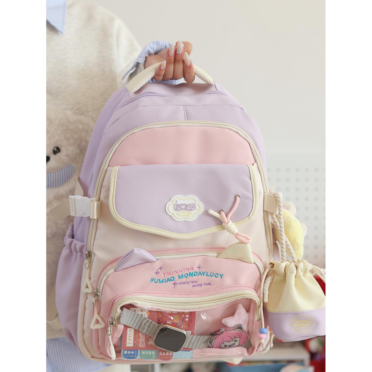 初中生书包女大学生少女可爱小清新双肩包学院风高颜值大容量痛包