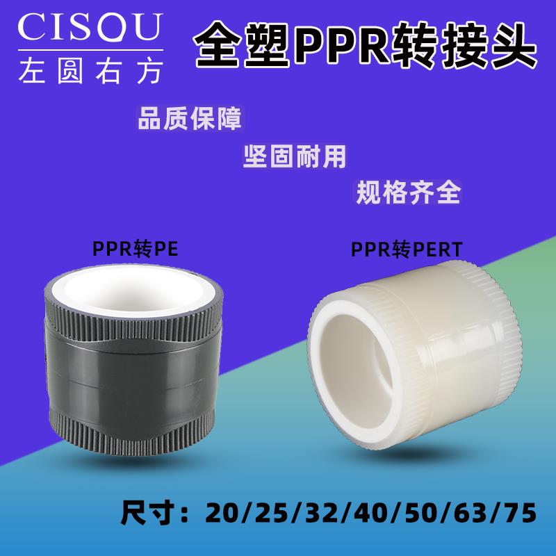 全塑PPR转换接头PE/PERT转换接头配件PPR管转地暖管直接接头管件