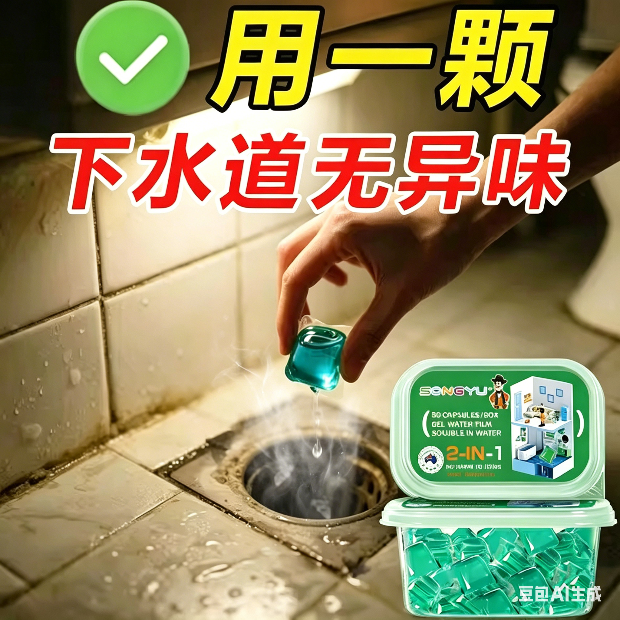 【山姆爆卖】防返臭神器卫生间防臭厨房下水管口厕所反味地漏除臭