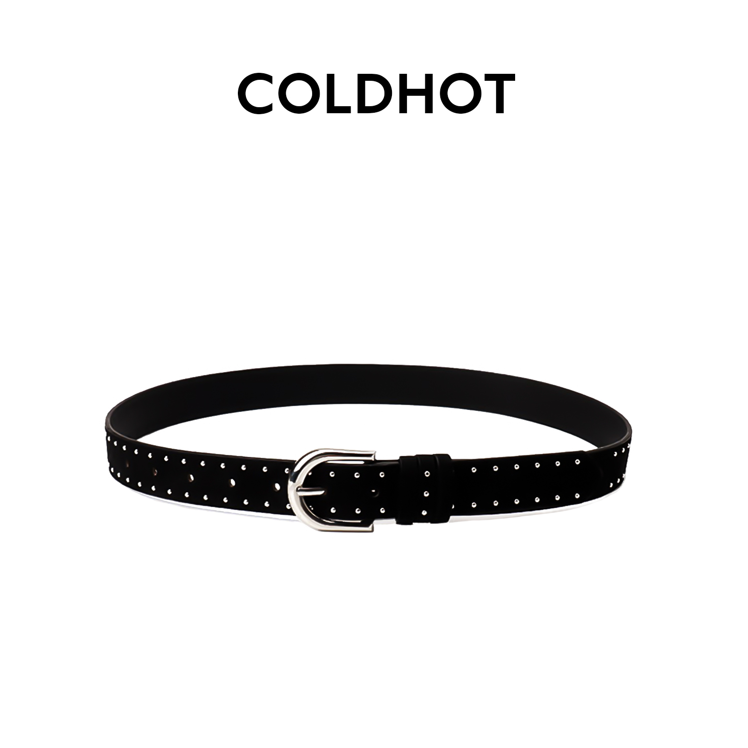 COLDHOT原创铆钉腰带辣妹配牛仔裤美式复古针扣简约窄款丝绒皮带