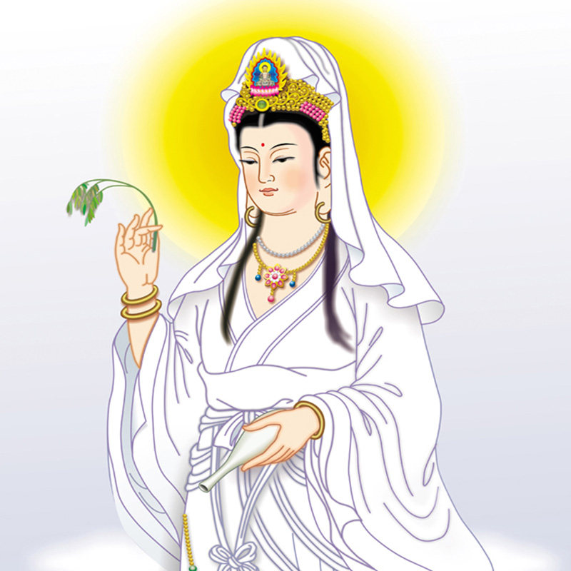 热销观世音菩萨画像卷轴挂画家用南海观音送子观音大士挂像客厅装