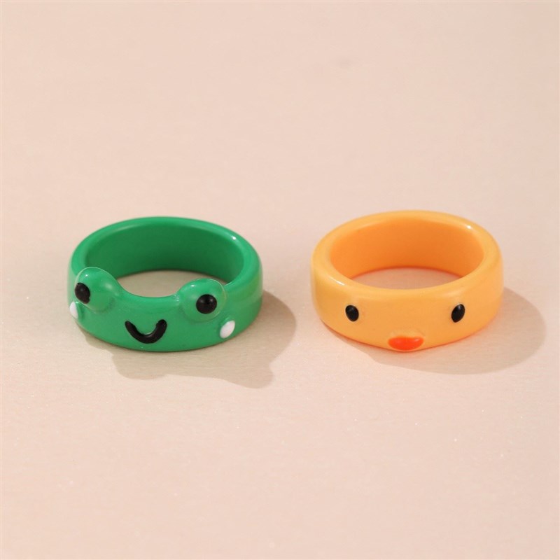 网红cartoon ring cute resin rings index finger knuckle ring