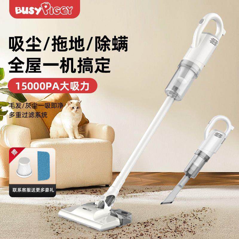 BUSYPIGGY吸尘器吸拖一体机家用小型手持式大吸力吸尘机除尘除螨