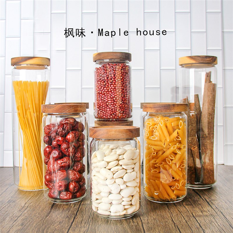 样板间厨房新中式售楼处设计软装饰品摆件餐厅台面橱柜密封储物罐