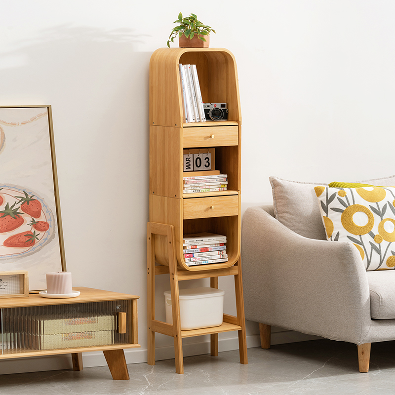 书架置物架落地书柜客厅电视柜旁储物柜实木床头小边柜沙发收纳柜