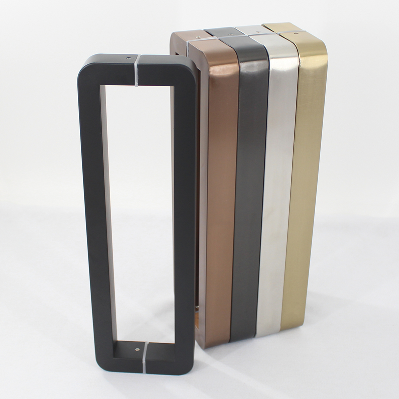 圆角新款加厚钢化玻璃门把手地弹簧无框门金色不锈钢黑色大门拉手