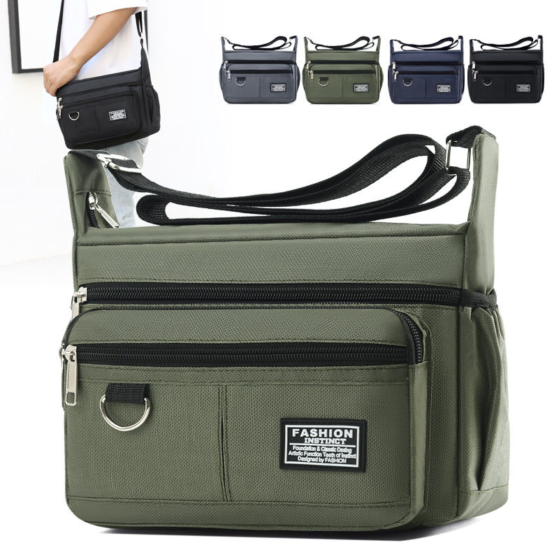 男士公文包商务休闲斜挎包男高级感大容量单肩包百搭通勤男包