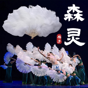 羽毛扇子森灵白色鸵鸟毛手工舞台表演跳舞专用羽毛扇同款舞蹈道具